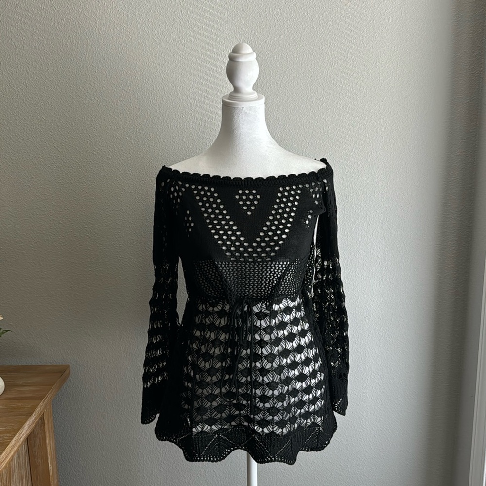 Black Crochet Swim Coverup